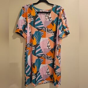 JODIFL Colorful Geometric Print Dress